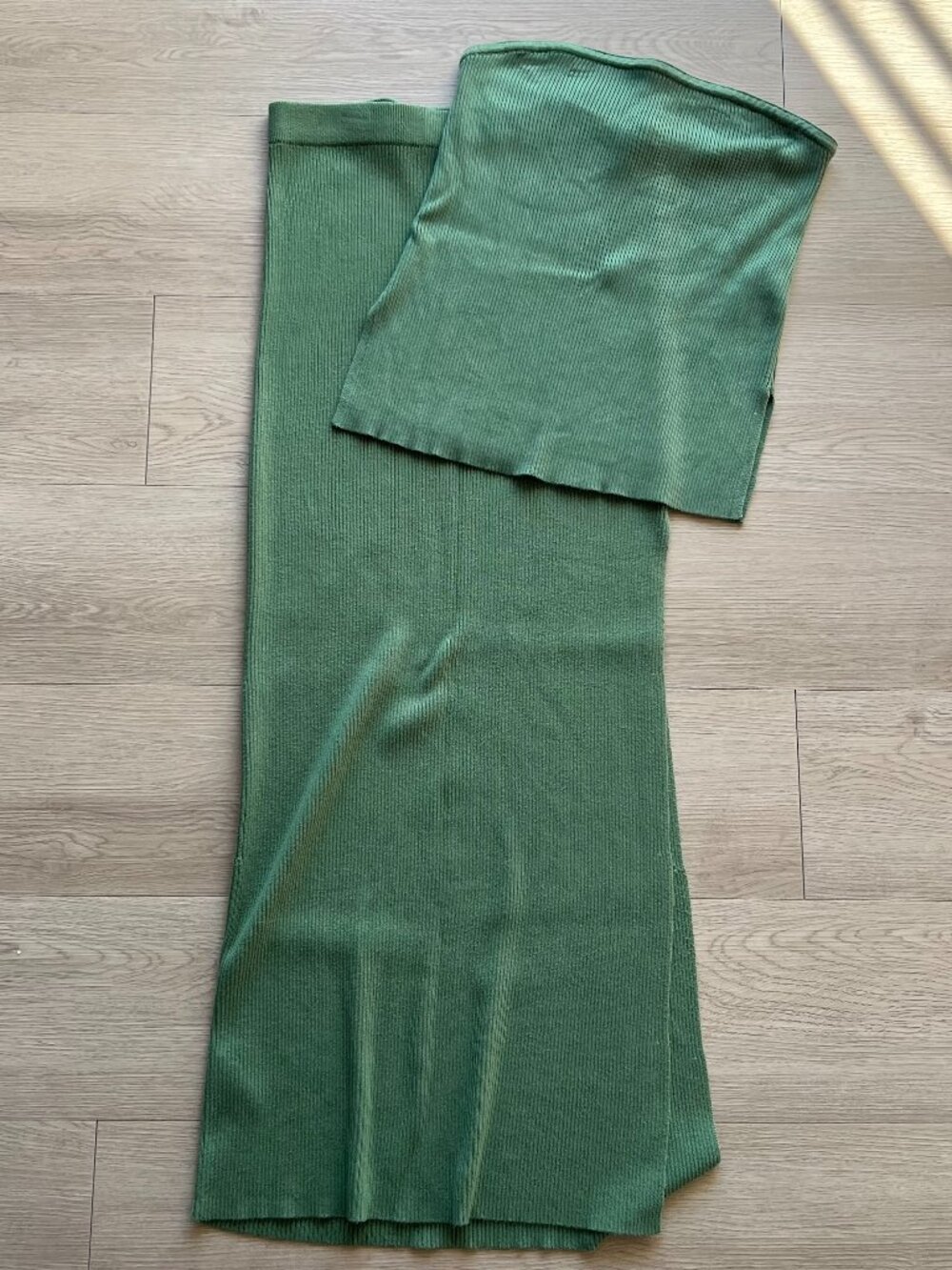 Abercrombie & Fitch Green Knit Strapless Top and Skirt Set